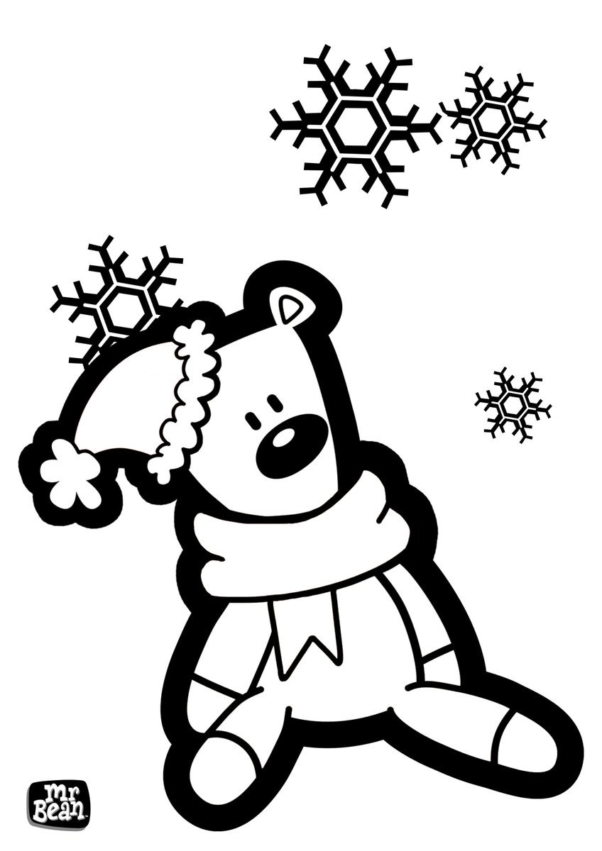 Dibujo de Peluche en el Invierno para Colorear
