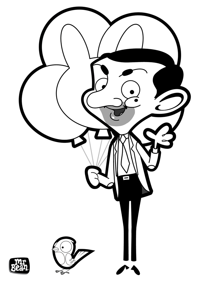 Dibujo de Sr Bean Diciendo Hola para Colorear