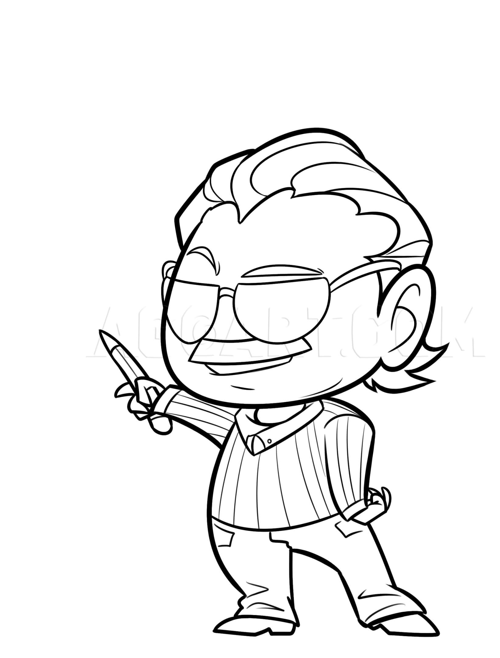 Dibujo de Chibi Stan Lee para Colorear