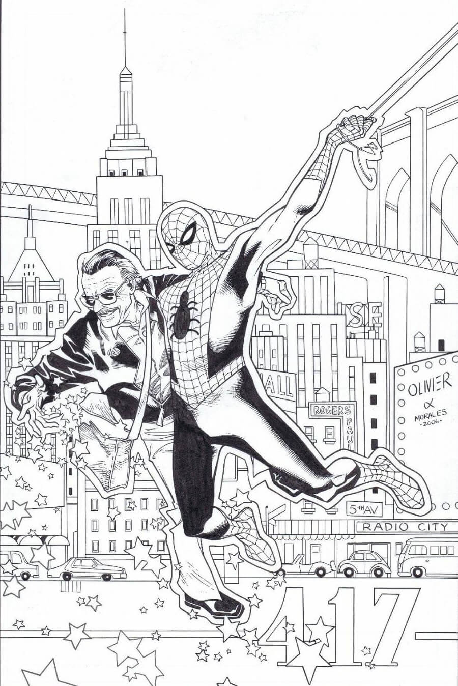 Dibujo de Stan Lee Conoce a Spider Man para Colorear