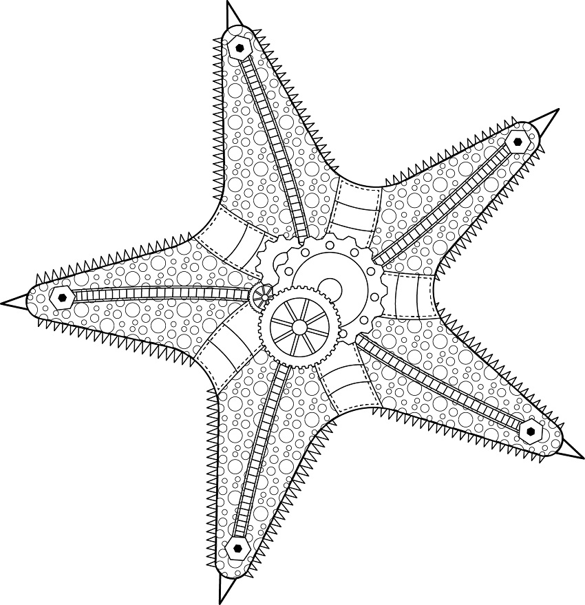 Dibujo de 1597969145 Steampunk Starfish Coloring Page para Colorear