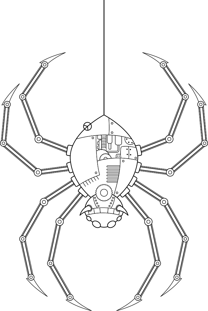 Dibujo de Araña Steampunk para Colorear