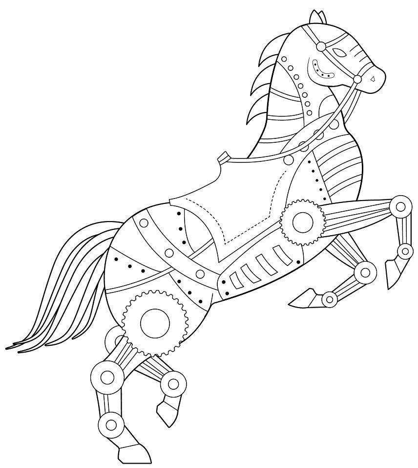 Dibujo de Caballo Steampunk para Colorear