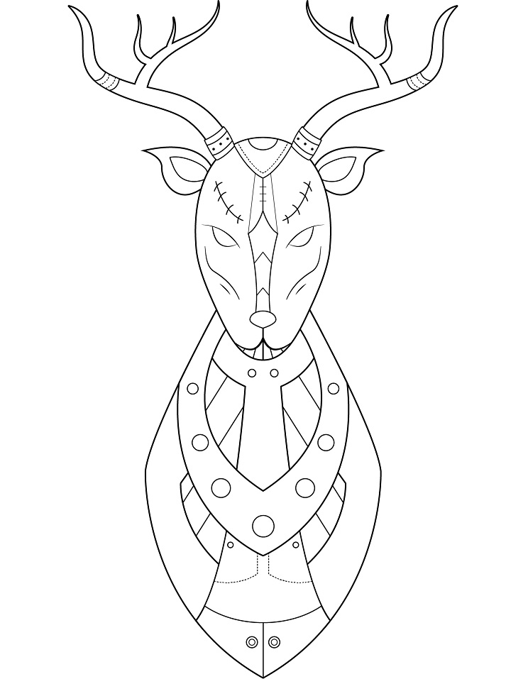 Dibujo de Ciervo Steampunk para Colorear