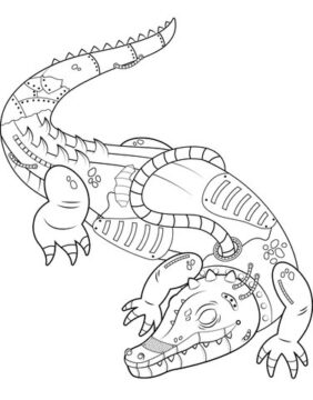 Dibujo de Cocodrilo Steampunk para Colorear
