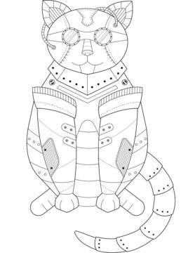 Dibujo de Gato Steampunk para Colorear