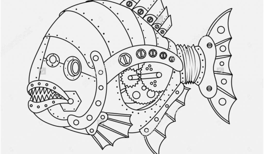 Dibujo de Steampunk Pescado para Colorear