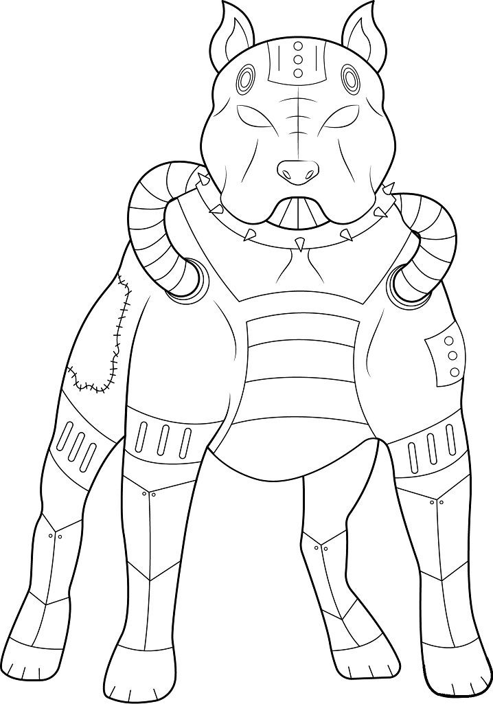 Dibujo de Steampunk Pitbull para Colorear