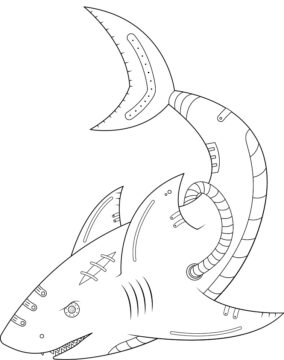 Dibujo de Tiburón Steampunk para Colorear