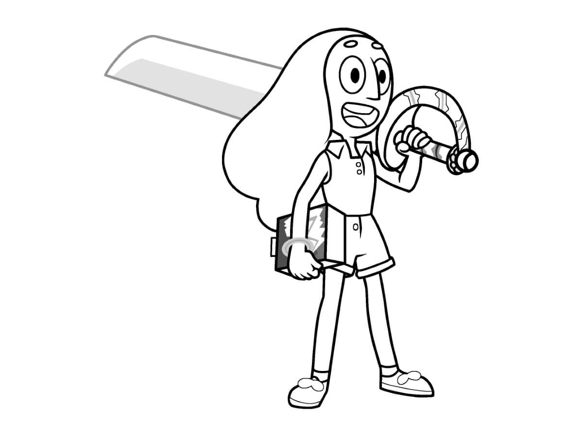 Dibujo de Connie Maheswaran Sosteniendo una Gran Espada para Colorear