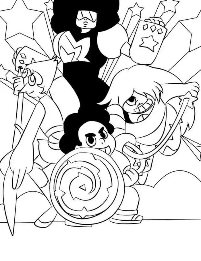 Dibujo de Genial Steven y Equipos para Colorear