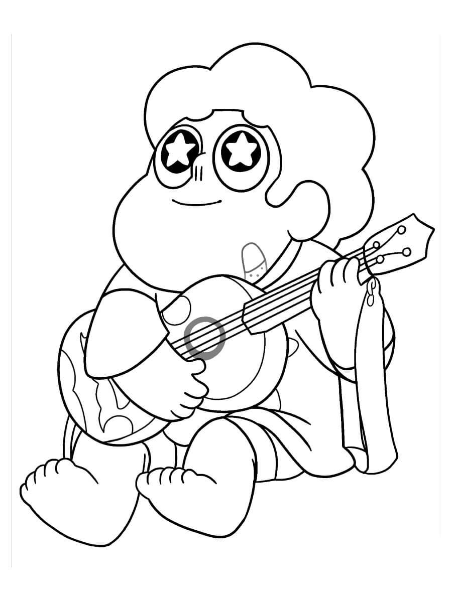 Dibujo de Steven Tocando la Guitarra para Colorear