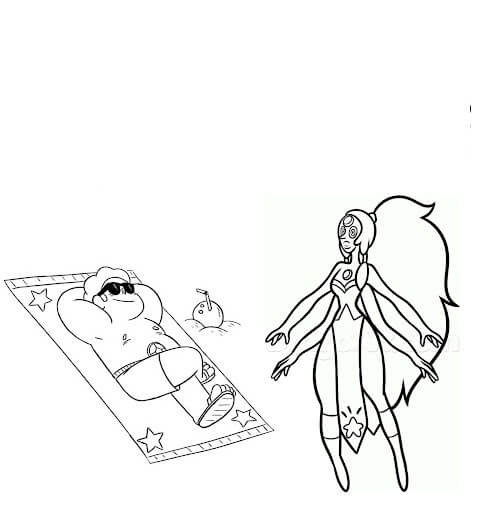 Dibujo de Steven y Opal en la Playa para Colorear