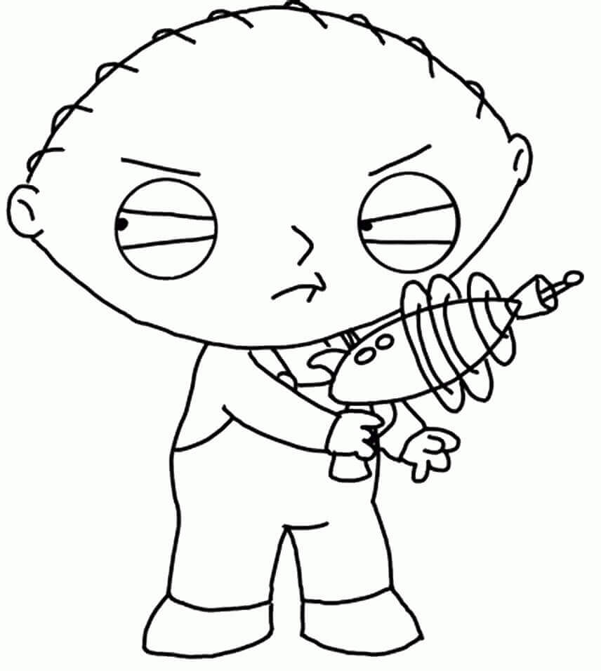 Dibujo de Stewie Griffin con Arma para Colorear