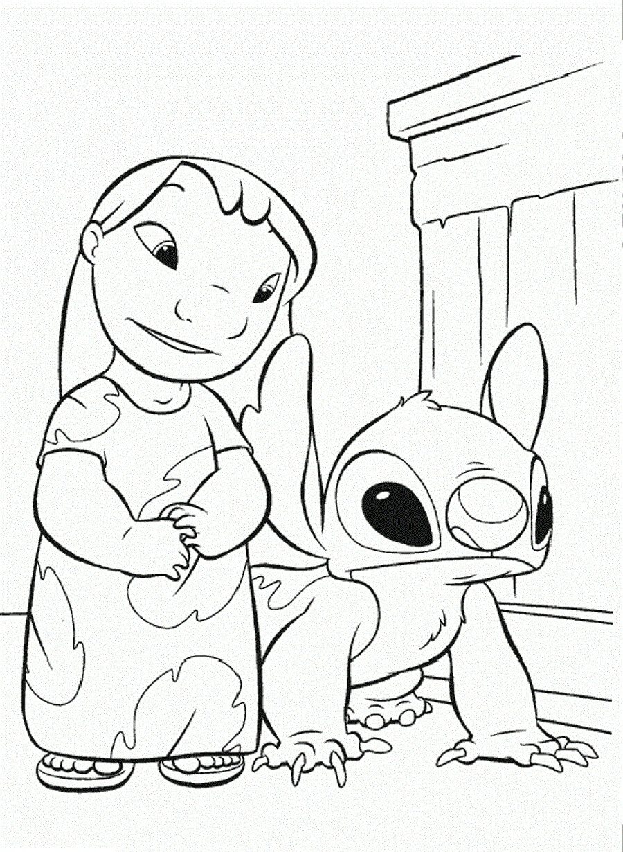 Dibujo de Lilo y Stitch básico para Colorear