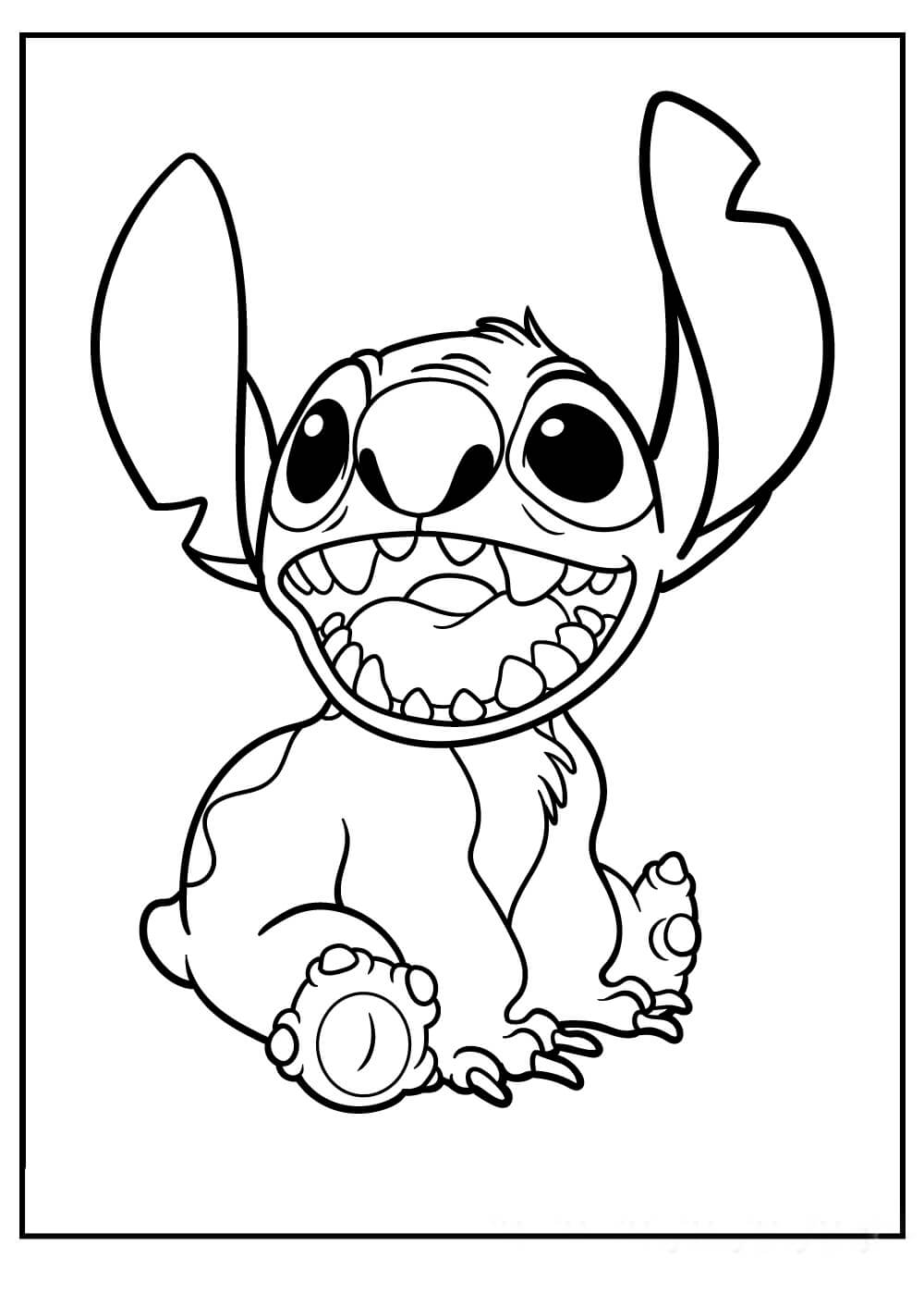 Dibujo de Stitch Divertida Sentada para Colorear