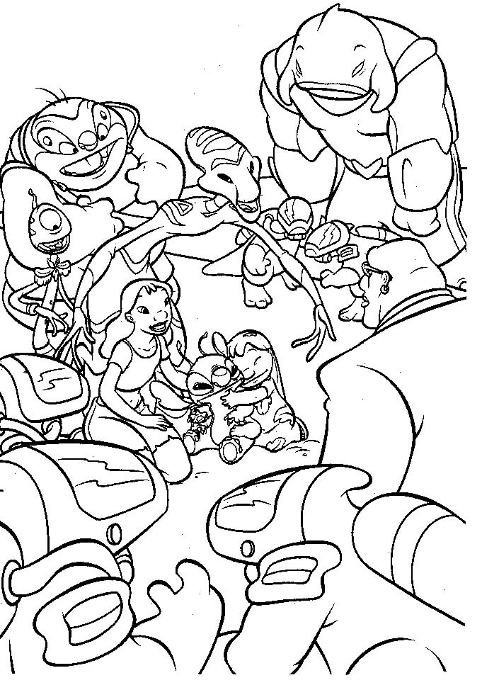 Dibujo de Stitch y Amigos para Colorear