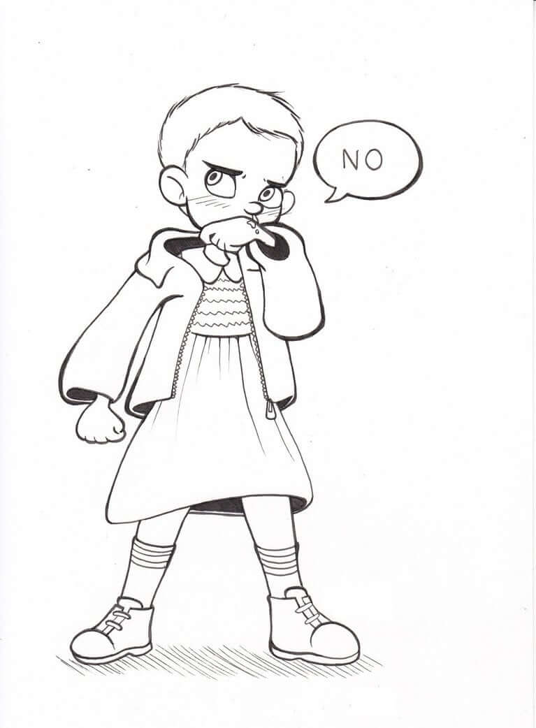 Dibujo de Eleven Chibi para Colorear