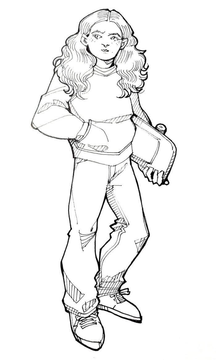 Dibujo de Chica Cosas Mas Extranas para Colorear