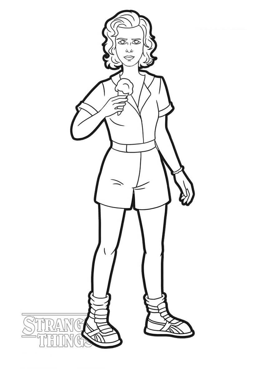 Dibujo de Eleven Comiendo Helado para Colorear