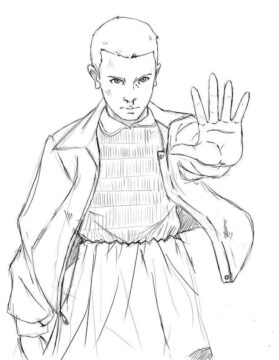 Dibujo de Eleven Cosas Extranas Geniales para Colorear