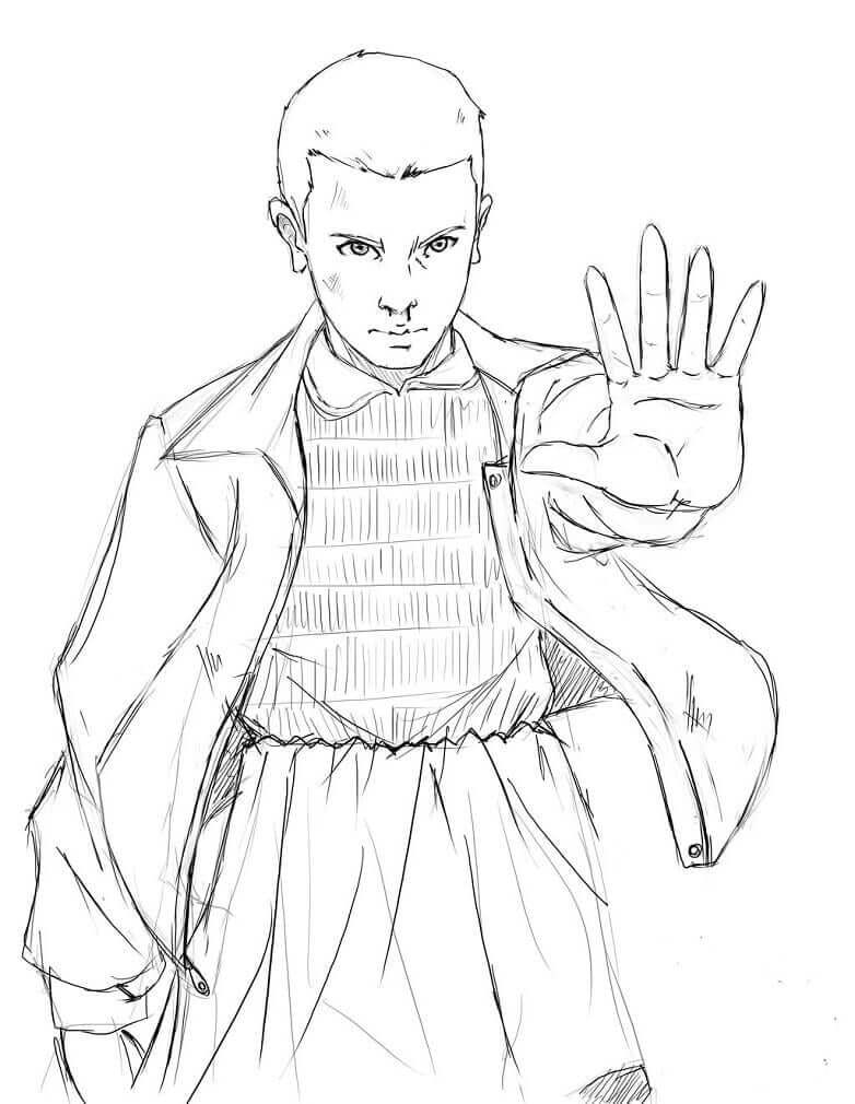 Dibujo de Eleven Cosas Extranas Geniales para Colorear