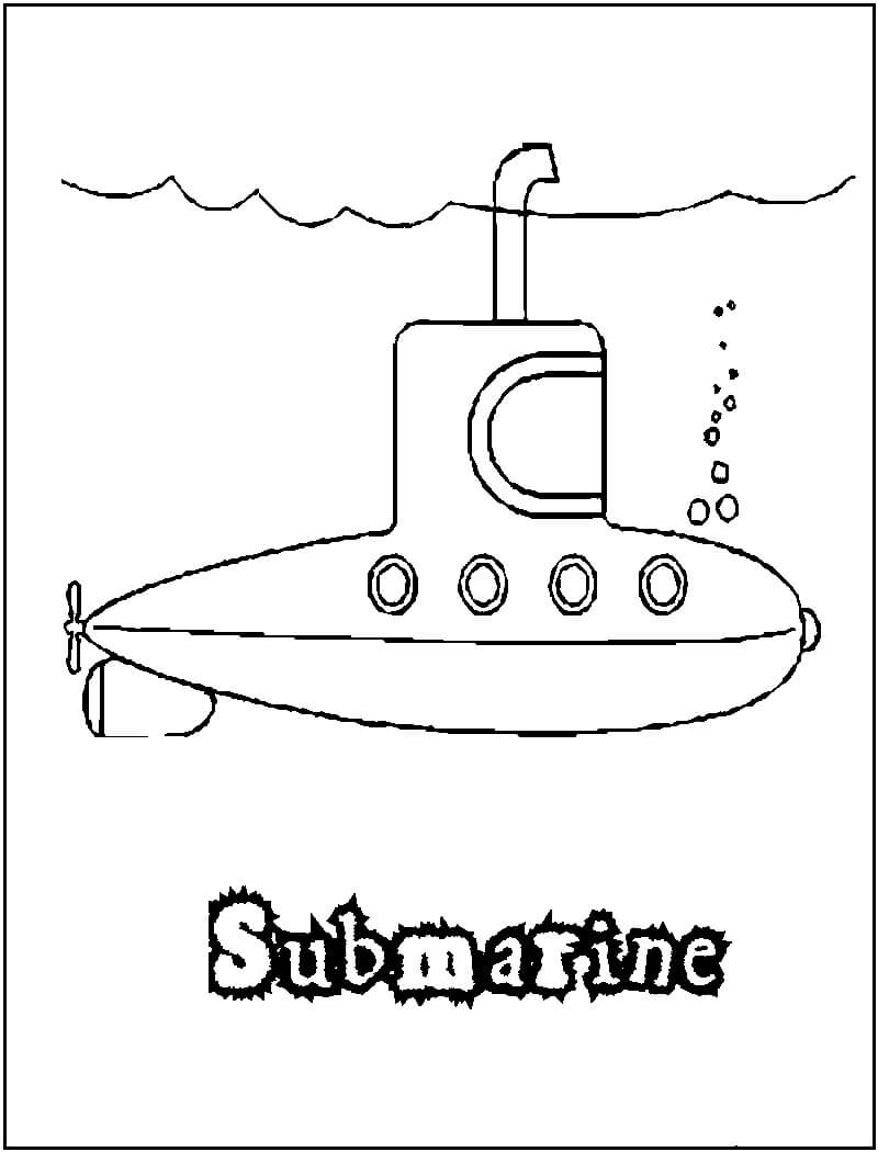 Dibujo de Adorable Submarino para Colorear