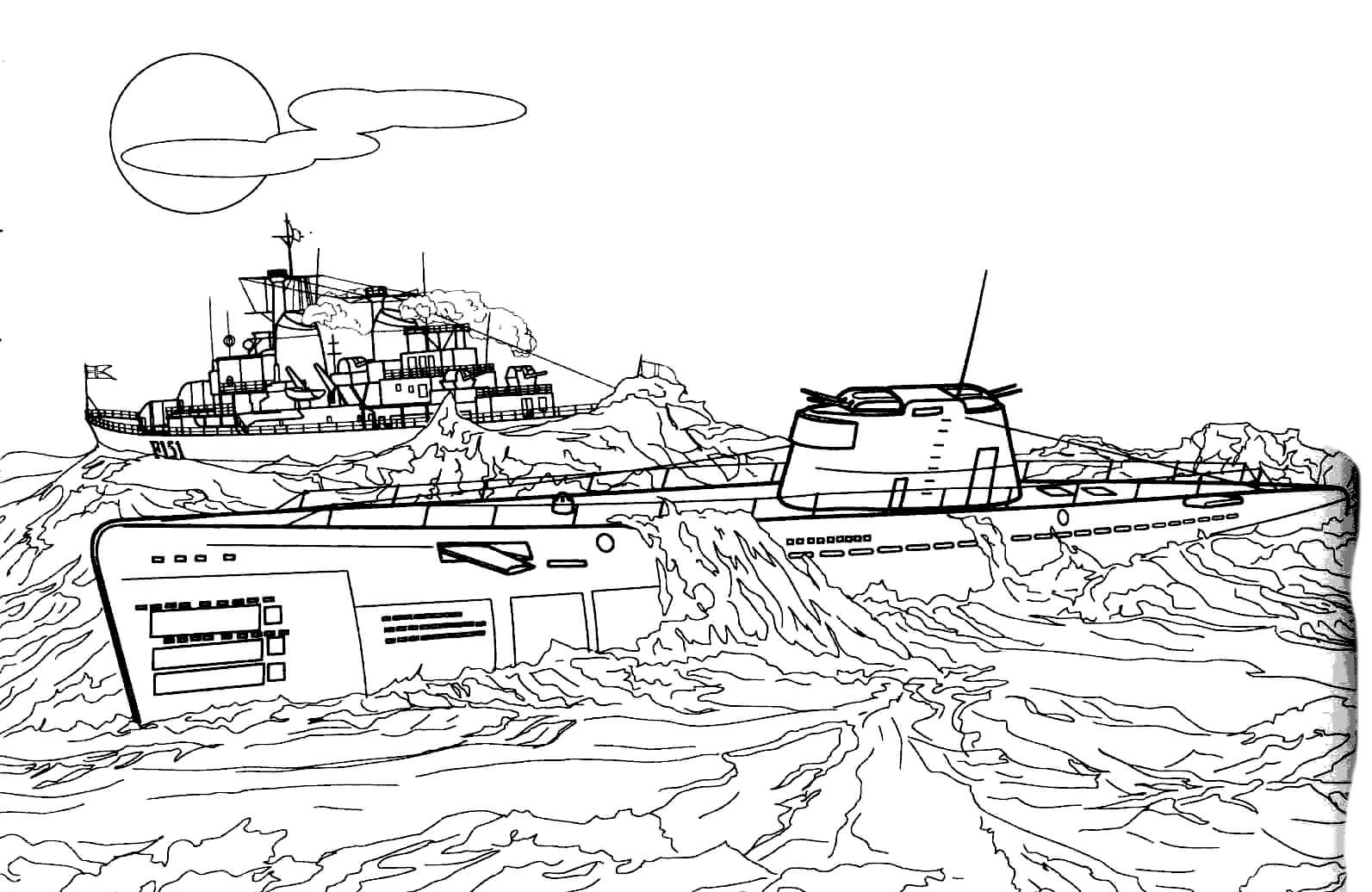 Dibujo de Bonito Submarino para Colorear