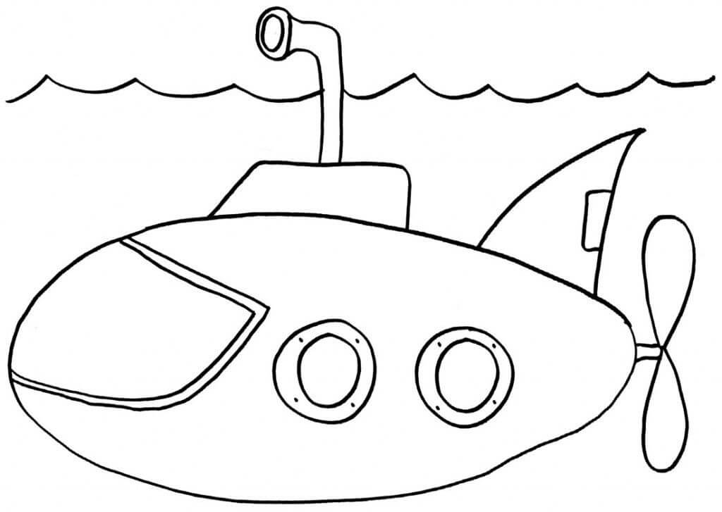 Dibujo de Submarino Simple para Colorear