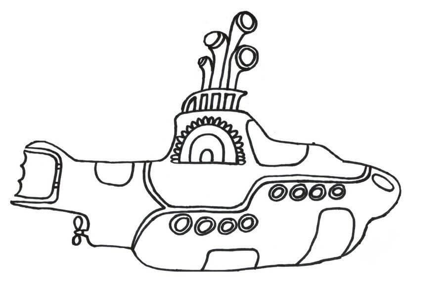Dibujo de Submarino de Dibujos Animados para Colorear