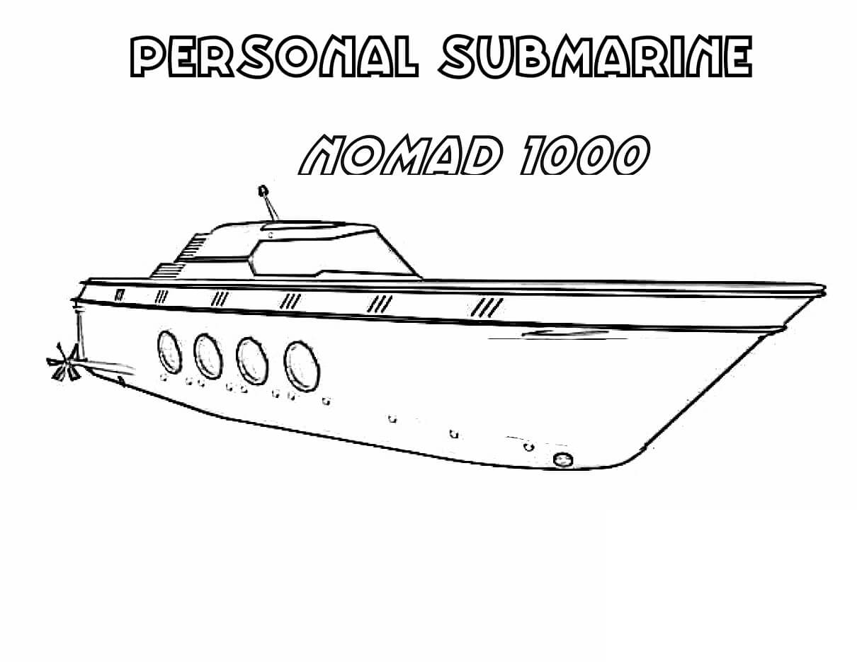 Dibujo de Submarino de Fuerza Completa para Colorear