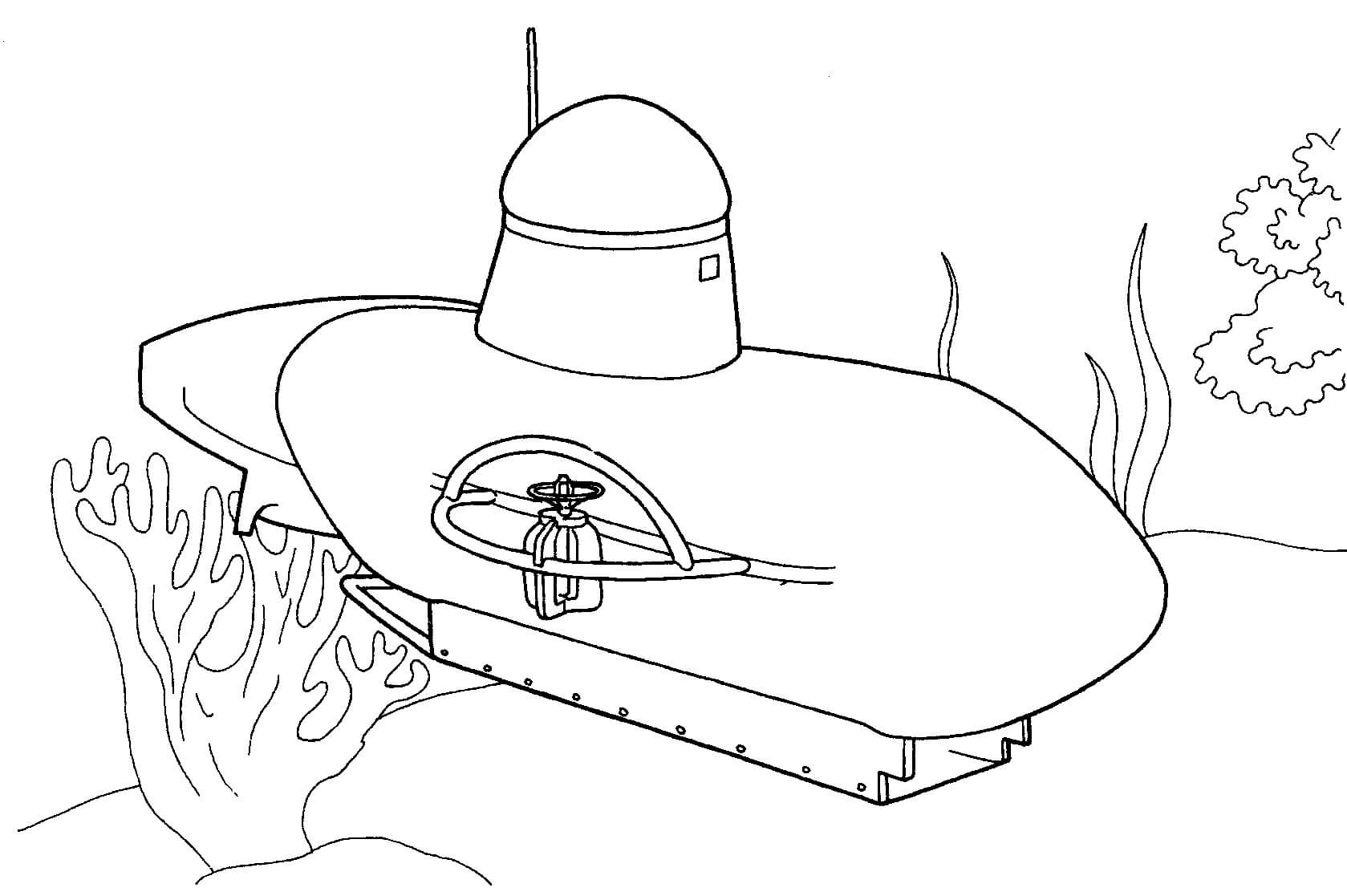 Dibujo de Submarino en el Mar para Colorear