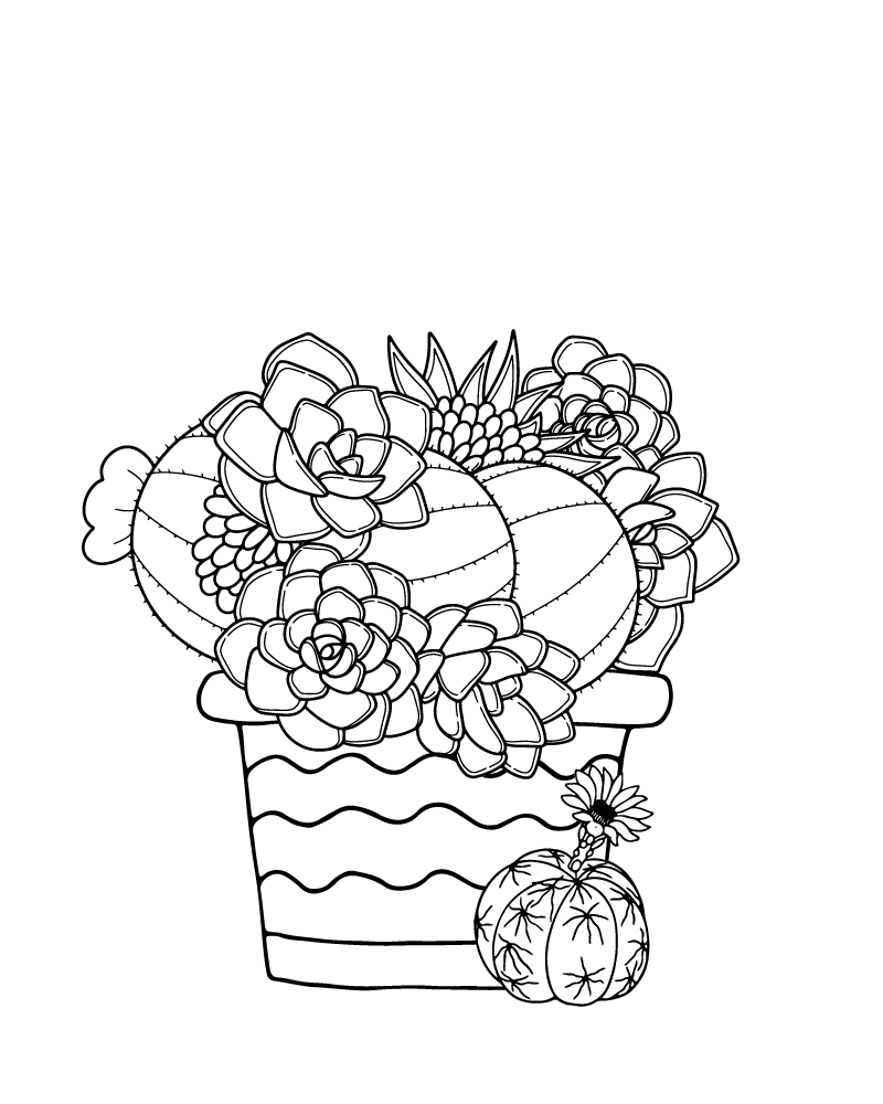 Dibujo de Cactus And Succulent Coloring Page para Colorear