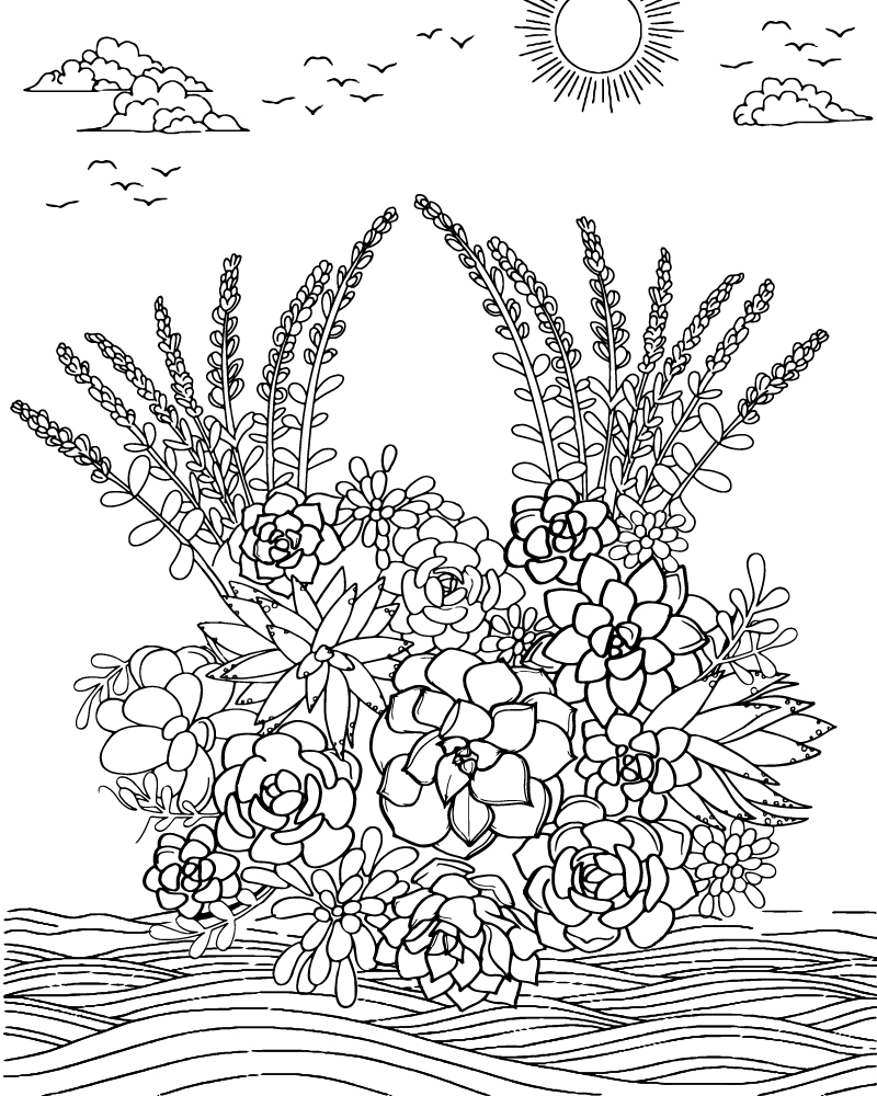 Dibujo de Succulent Arrangement Coloring Page 2 para Colorear
