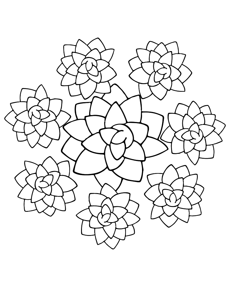 Dibujo de Succulent Pattern Coloring Page para Colorear