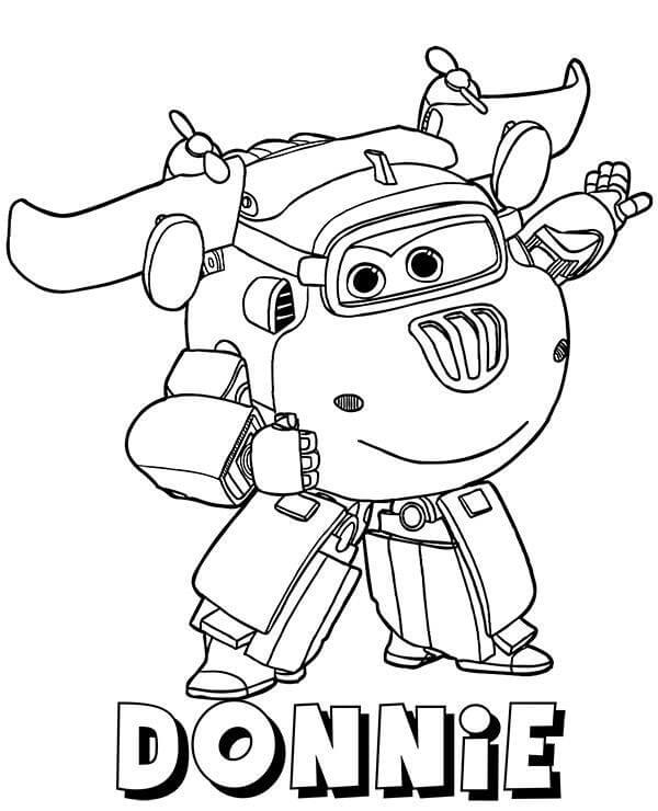 Dibujo de Donnie Super Alas Divertido para Colorear