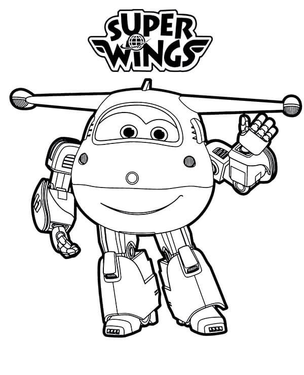 Dibujo de Jett Super Alas Contento para Colorear