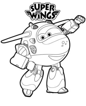 Dibujo de Mira Super Alas Divertido para Colorear