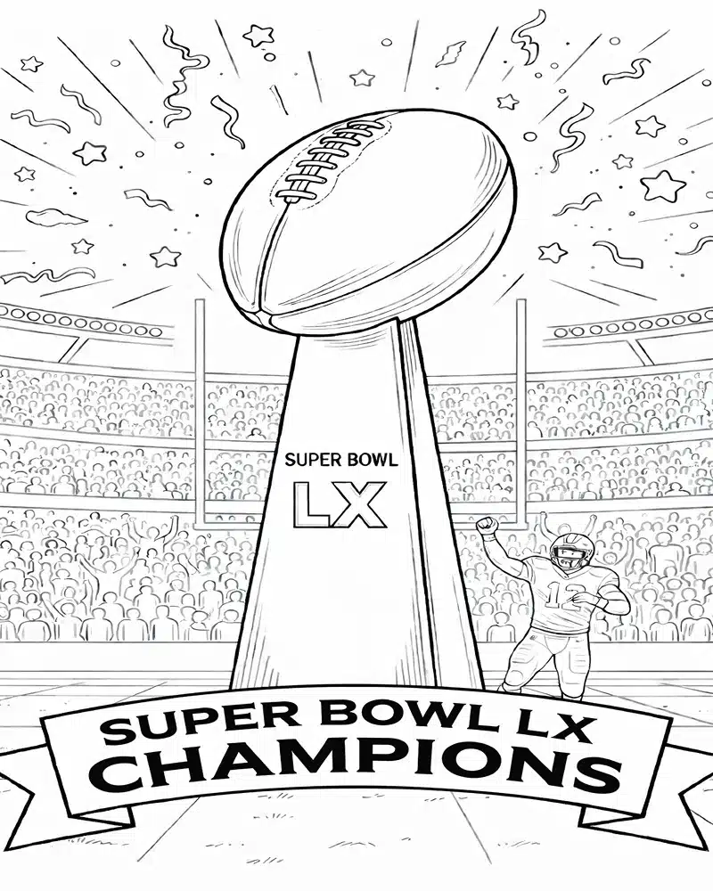 Dibujo de Campeonato del Super Bowl Lx para página de Colorear para Colorear