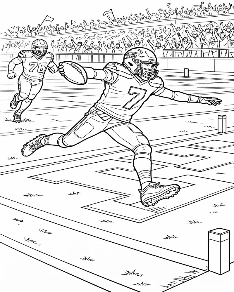 Dibujo de Celebración de Touchdown de Futbol Americano para página de Colorear para Colorear