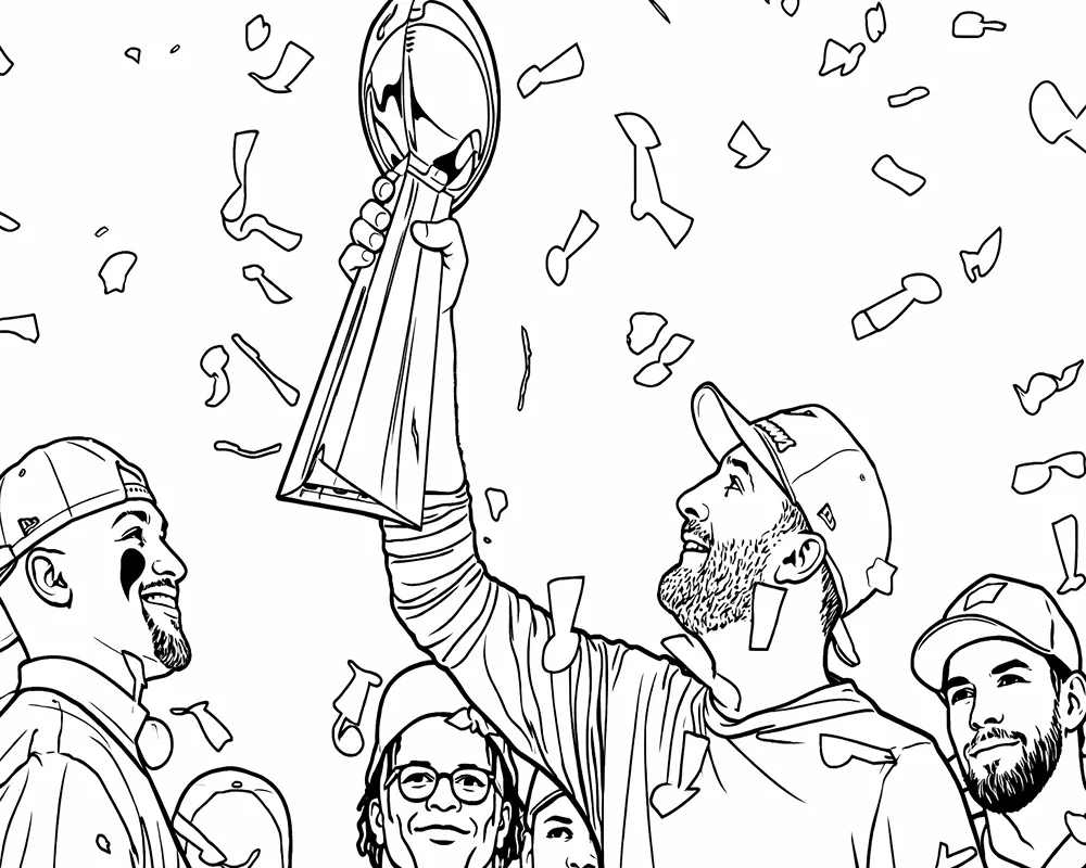 Dibujo de Celebración del Trofeo del Super Bowl para página de Colorear para Colorear