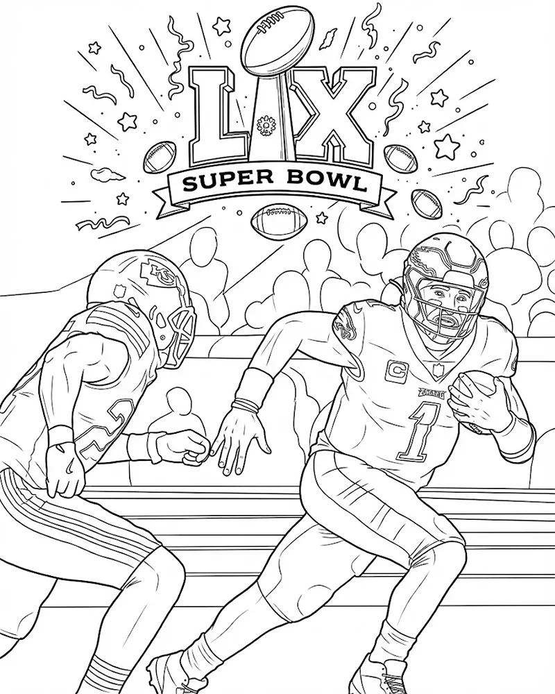 Dibujo de Destacados del Gran Juego del Super Bowl Lx 2026 para página de Colorear para Colorear