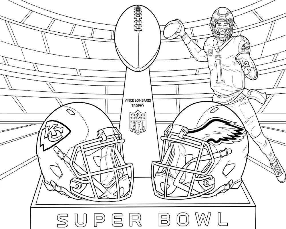 Dibujo de Diseño de Casco del Super Bowl Lx 2026 para página de Colorear para Colorear