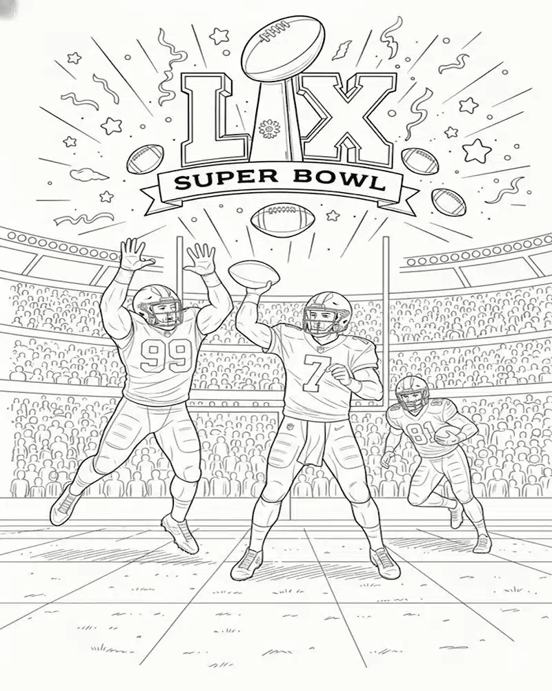 Dibujo de Goles de Campo del Super Bowl Lx 2026 para página de Colorear para Colorear