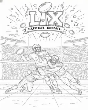 Dibujo de Jugada del Super Bowl Lx 2026 para página de Colorear para Colorear