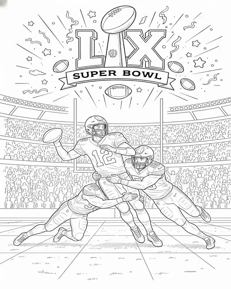 Dibujo de Jugada del Super Bowl Lx 2026 para página de Colorear para Colorear