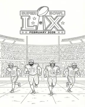 Dibujo de Momentos Iconicos del Super Bowl Lx 2026 para página de Colorear para Colorear