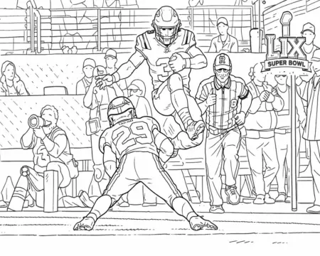 Dibujo de Saltando Hacia la Victoria del Super Bowl Lx 2026 para página de Colorear para Colorear