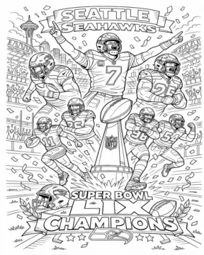 Dibujo de Seattle Seahawks Campeones del Super Bowl Lix para página de Colorear para Colorear