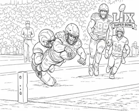 Dibujo de Super Bowl Lx 2026 Buceando para el Gol para página de Colorear para Colorear
